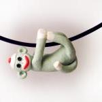 Green Sock Monkey Pendant S..