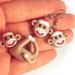 Brown Sock Monkey Pendant S..